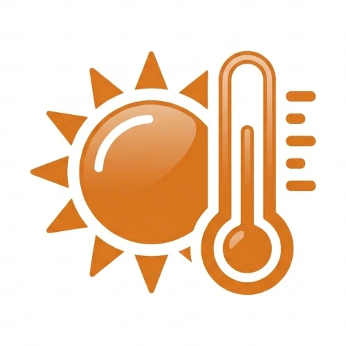 Illustration d'un soleil et d'un thermomètre orange pour le climat du terrarium